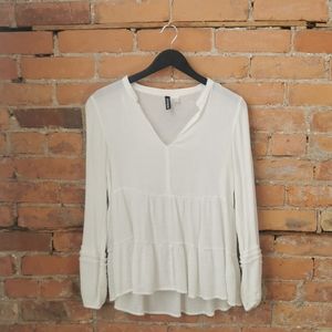 White Sheer H&M Tunic with Elastic Sleeves
